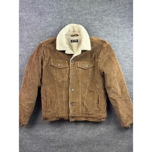 Line of Trade Corduroy Jacket Mens Medium Brown Sherpa Lined Trucker Coat